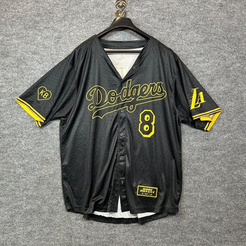 Los Angeles Dodgers Kobe Bryant 8 24 Baseball Jersey Men's Black Yellow - XL